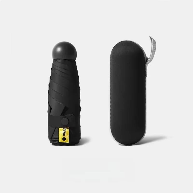 

Складной дорожный зонт с 6 ребрами, легкий, компактный, карманный, ветрозащитный, непромокаемый, с капсулой для хранения для повседневной жизни metal-fiber composite&6K чёрный