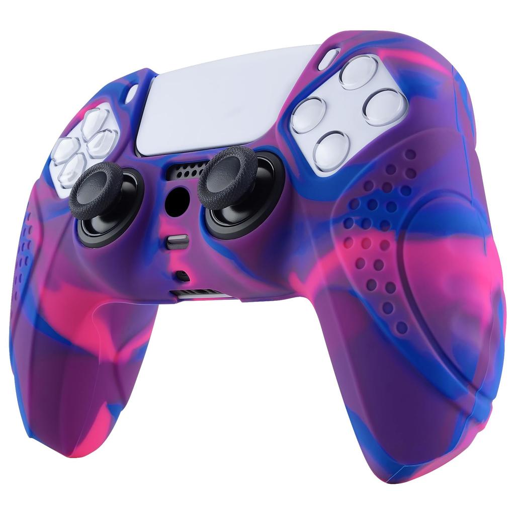 eXtremeRate PlayVital Protective Cover for Cover for Ps5 with Stick Cap Purple Ps5, Controller, [pink & & Blue]