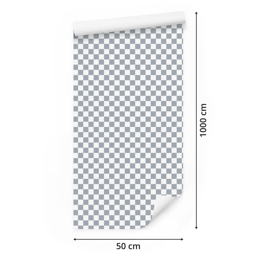 Checkerboard wallpaper light gray, white and gray 50x1000