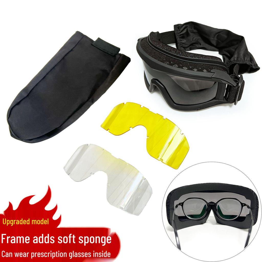 Impact-Resistant Tactical Combat Goggles - Windproof & Sandproof Shooting Glasses for Outdoor Use
