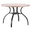 Outdoor Patio Dining Table, 103cm Round Wood-Like Steel Slat Backyard Bistro Coffee Tables for 4, with 38mm Umbrella Hole, Outside All-Weather Large