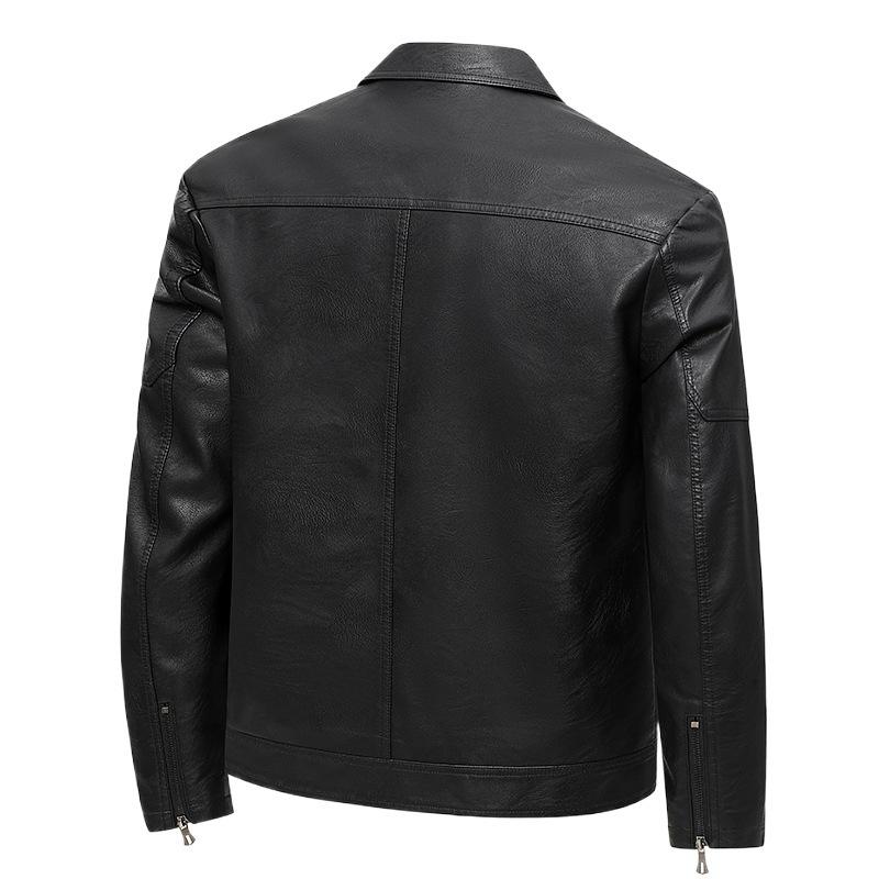 [] Large size leather jacket lapel jacket jacket youth trend autumn and winter new models