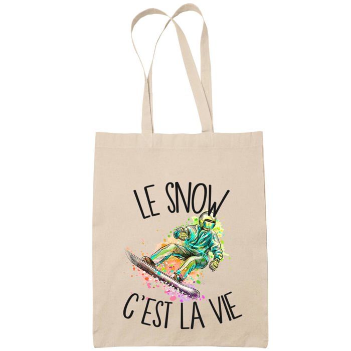 Tote bag - PLANETEE - Tote bag / Sac cabas - Coton - Imprimé en France - Motif « snow c'est la vie »