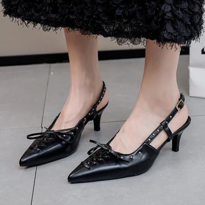 Fashion Female Shoes On Sale 2024 Fashion Pointed Toe Women's Pumps Autumn Rivet Buckle Sexy Dress Slingbacks Shallow Shoes Zapatos