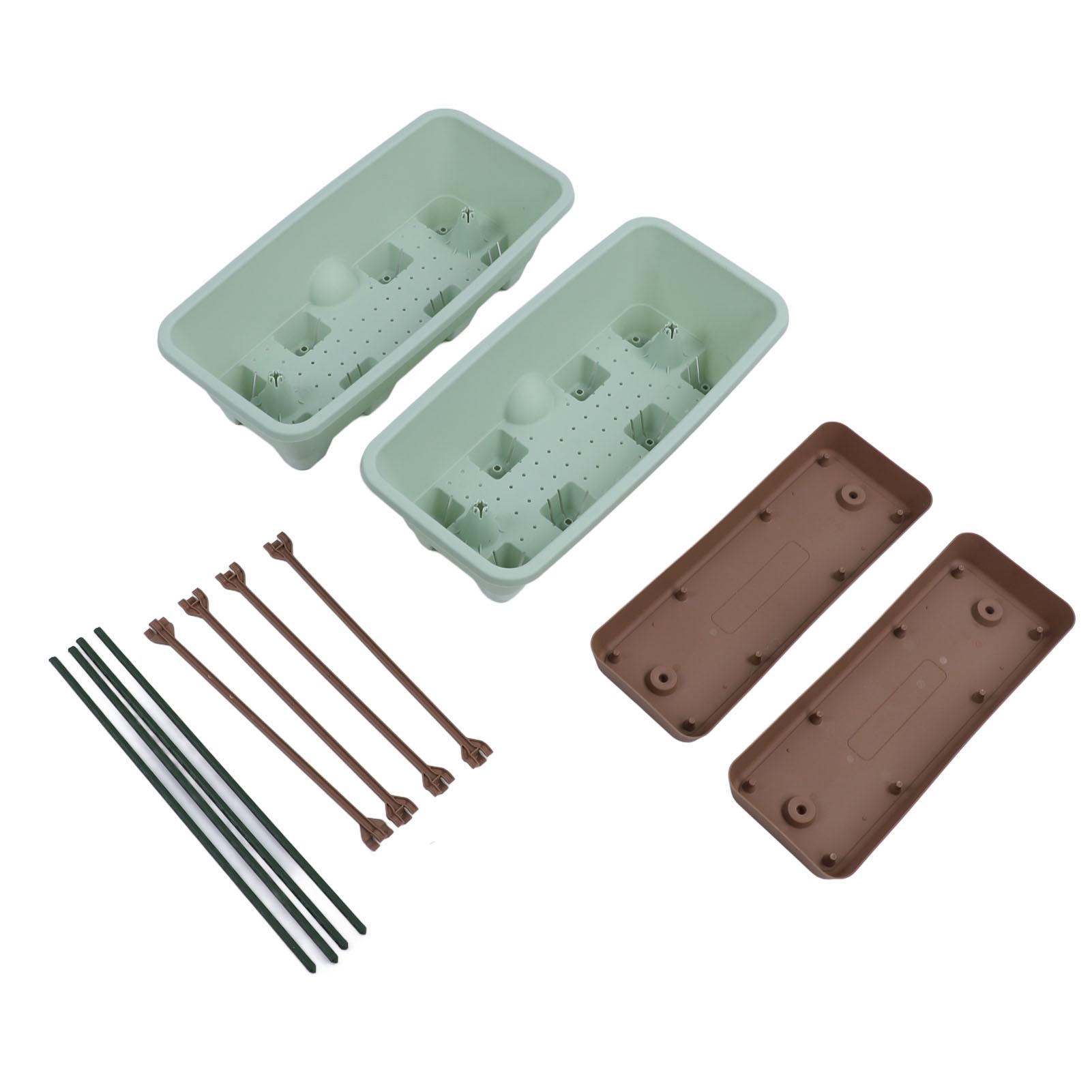 

2 шт. балконный ящик для растений с решеткой в два слоя, съемным поддоном, оконный ящик для посадки трав зелёный