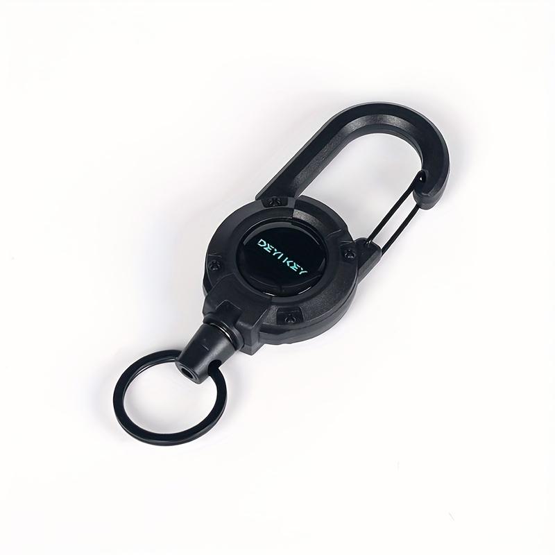 

Heavy-Duty Retractable ID Lanyard with Keychain - Steel Cable and Safety Clip Design, Durable Black Outdoor Buckle in Khaki, Black, White, Military чёрный