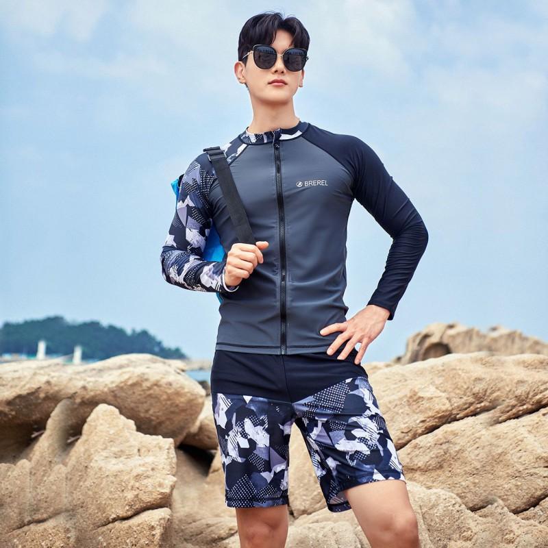 Mens Long Sleeve Rash Guard Diving Suit Quick Dry Sun Protection Wetsuit Surfing Swimming