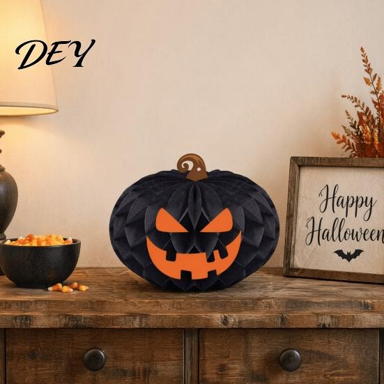 Party Setup Accessories Halloween Honeycomb Ornament, Pumpkin Spider Hanging Paper Creative Accents Decoration for Home Office Classroom Holiday