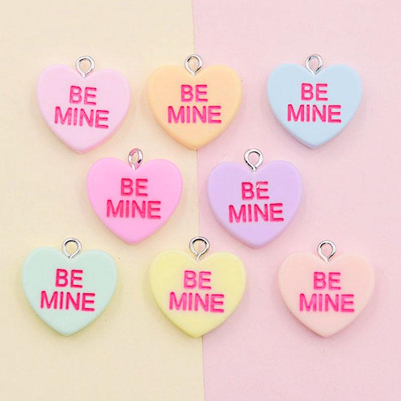 Heart-Shaped Lettered Resin Earrings & Keychain Pendant Jewelry Accessories