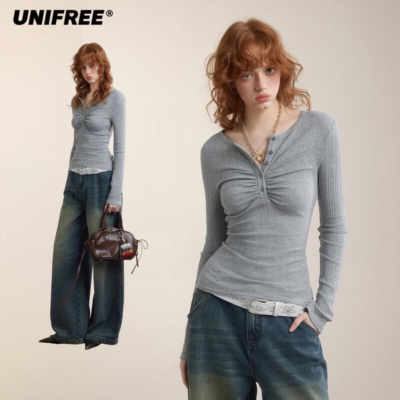 unifree Women's Korean Style Rhinestone Slim-Fit T-Shirt