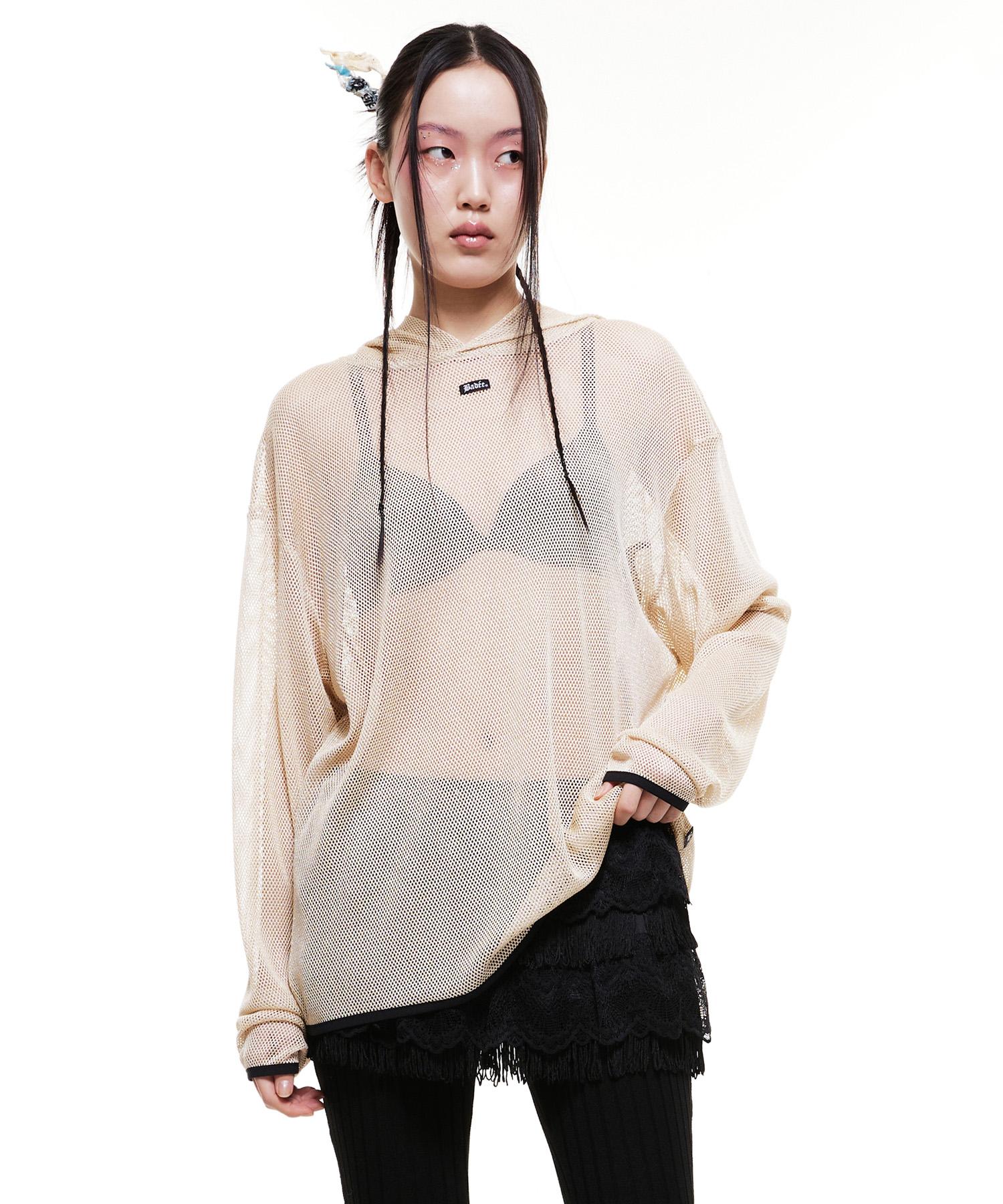 Buddy Mesh Boxy Hoodie Cream L