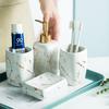Bathroom Four-piece Set Marble Pattern Lotion Bottle Toothbrush Cup Soap Dish Ceramic Storage Bottle Bathroom Toiletries Set New