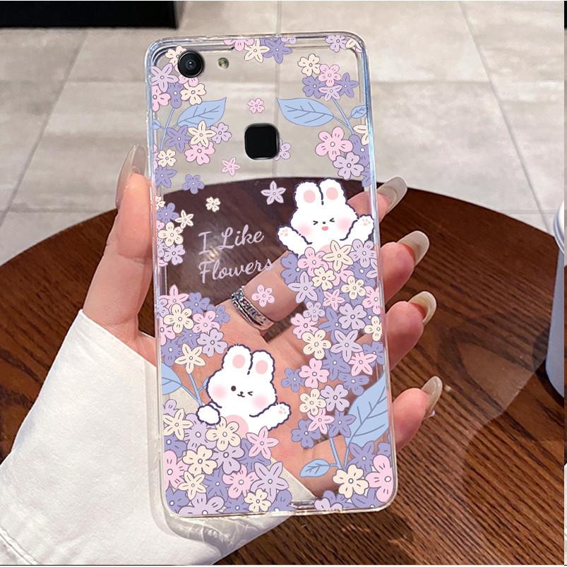 Case For Vivo V7+ V7 V 7 Plus 1716 1718 Casing Clear Back Cover Luxury Cute Love Heart Rabbit Funny TPU Soft Silicone Phone Case