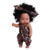 33cm Full Silicone Body Reborn Baby Doll Toys Dark Black Brown Skin Optional Rebirth Doll Lifelike Curly Hair Newborn Doll for Kids Birthday Xmas Gift