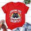 New Cat Judging You Silent Tshirt for Womens Casual Personality Round Neck Short Sleeve Fashion Tshirt