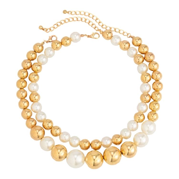Eye Catching Large Bead Necklace Zinc Alloy Materials Clavicle Chain Accessories For Layering And Gifting