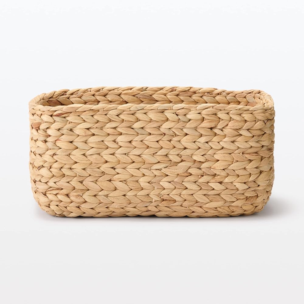 MUJI Rectangular Basket, Medium, 34cm (W) X 23cm (D) X 16cm (H), Water Hyacinth, Item No. 12361091