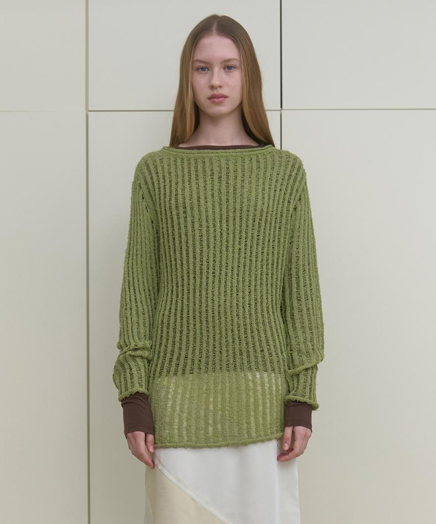 MA JOURNEE Netting Over Knit_Olive