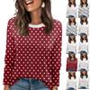 Ladies' Polka Dot Printed Fashionable Casual Round Neck Long Sleeved Round Neck Top