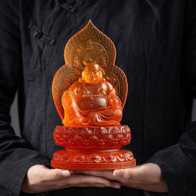 Resin Large Laughing Buddha Sculptures Statue Chinese Buddhist Figures Home Living Room Office Wealth Luck Feng Shui Decor