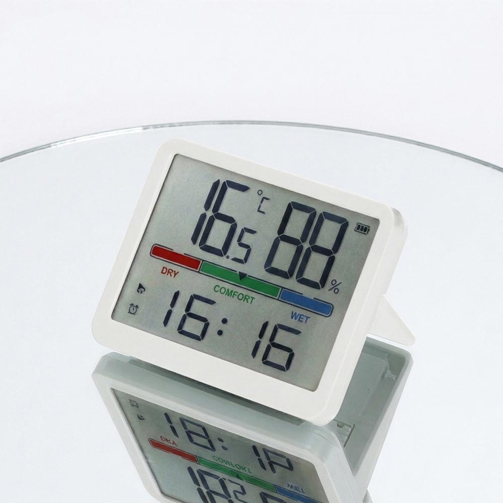 

Digital Alarm Clock Temperature Humidity Monitor Magnetic Back for Desk Wall Battery Powered Air Comfort Indicator Home Decor белый