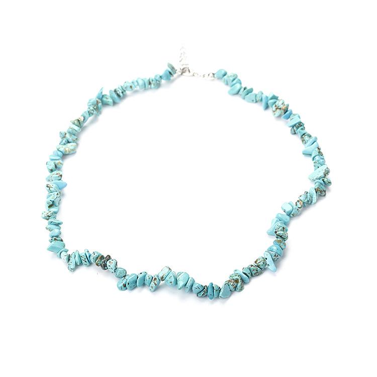 Collana Fatta a Mano con Perline a Frammenti di Pietra Naturale Sette Colori N134