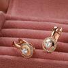 Simple  Rose Gold Color Dangle Earrings Women Fashion Natural Zircon Accessories High Quality Daily Fine Jewelry