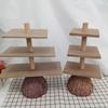 3 Tier Halloween Wood Cake Stand Anti-deformation Witch Broom Table Table Snack Tray  Cake Stand