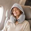 Hooded U-Shaped Travel Neck Pillow with Foam Beads Multi-Functional Portable Nap Pillow for Outdoor and Travel Support