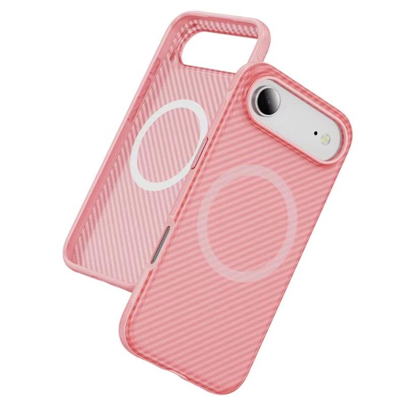 Matte Carbon Fiber Pattern Clear Phone Case for IPhone 17Air 16E 15 14 Plus 13 12 Pro Max Magnetic Charge Anti-Drop Protect Case