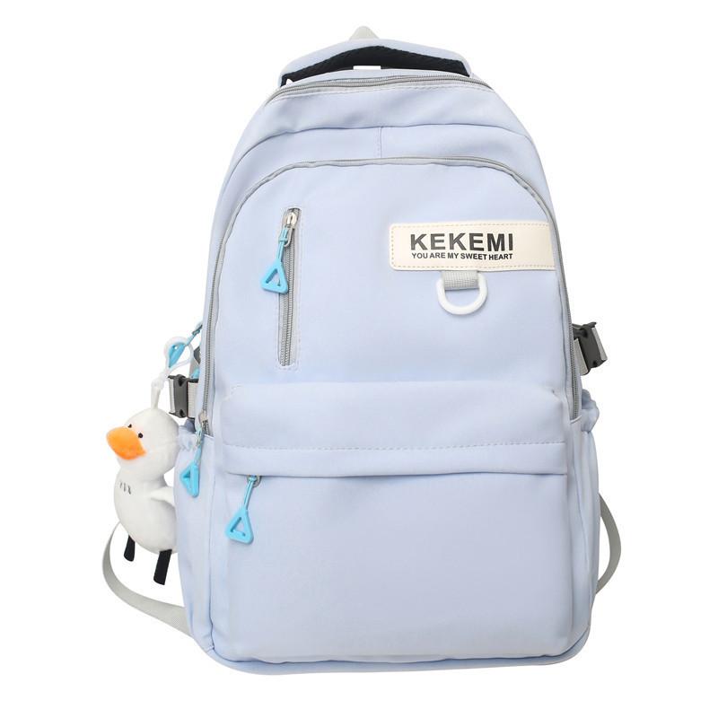 Large Capacity Nylon College Style Backpack For Men And Women High School Students Couples White
