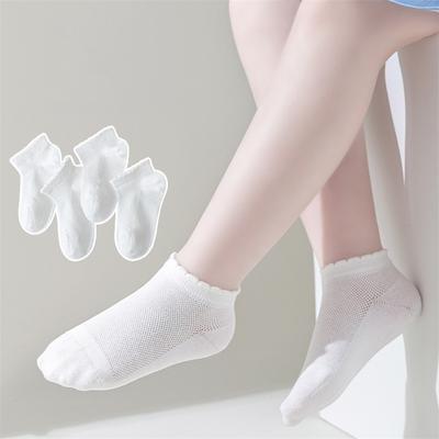 5Pairs/lot Baby Socks For Newborn Girls Boys 1-12 Years Summer Thin Children's Cotton Mesh Solid White Toddler Infant Sock
