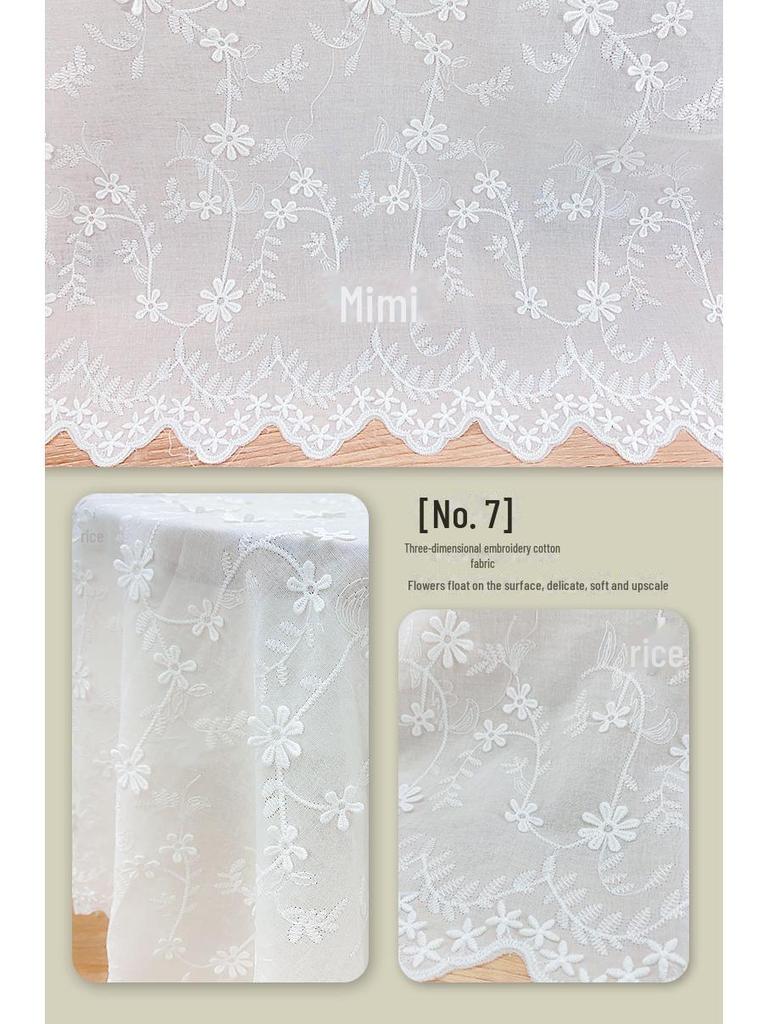 Wavy Edge Embroidered Cotton Fabric for Dresses, Kids' Clothing, Home Textiles, Tablecloths, and Shirts