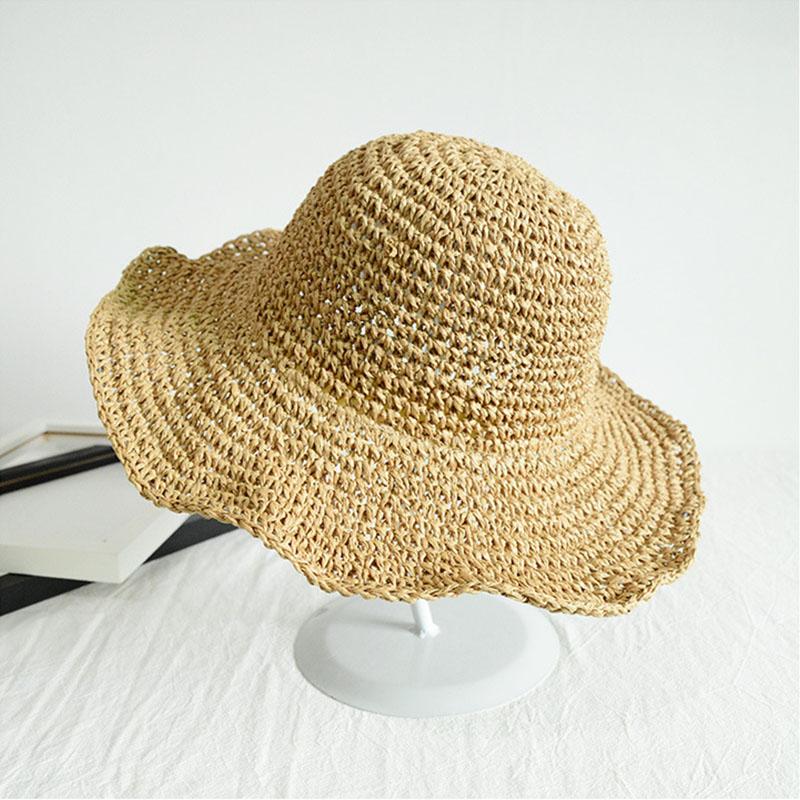 Women Sunscreen Big Brim Straw Hats Summer Foldable Panama Hat Girl Outdoor Beach Visor Sun Cap Female Portable Travel Caps