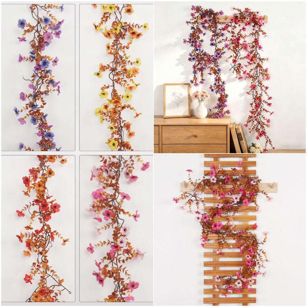 Multicolor Artificial Violet Flower Vine 160CM Eucalyptus Leaves Hanging Flower Vines Photo Props DIY Accessories