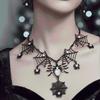 Rhinestone Gothic Spider Necklace Dark Gothic Black Choker Necklace  Witch Costume