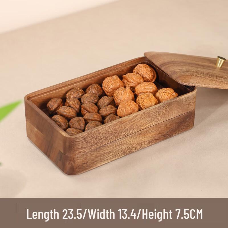 Molona Walnut Wood Double-Layer Dessert Tray with Lid