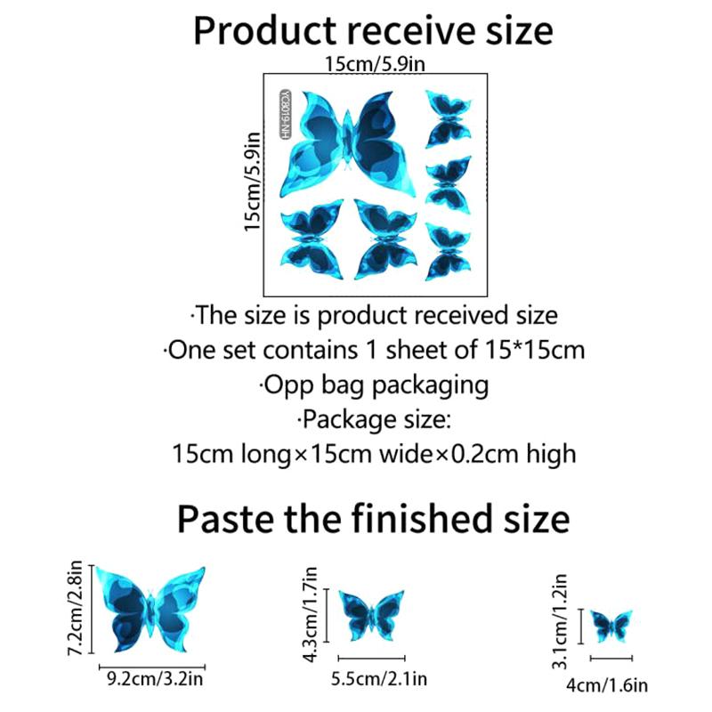 

Blue Glow-In-The-Dark Butterfly Wall Stickers Room Decoration Accessories Cart