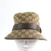 Excellent GUCCI hat GG Canvas Fedora Hat GG Marmont leather-trimmed Beige brown L 576587 Used
