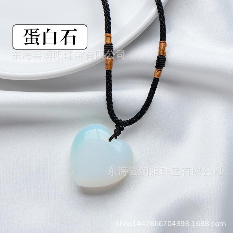 Natürlicher Kristall Liebesanhänger, Achat Halbedelstein 3cm Pfirsichherz Halskette herzförmiger Schmuckanhänger, Fabrikmode