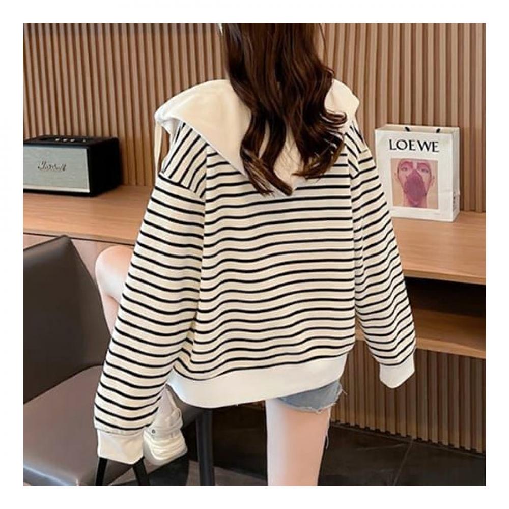 Navava Casual Striped Long Sleeve Hoodie Jacket Nc140