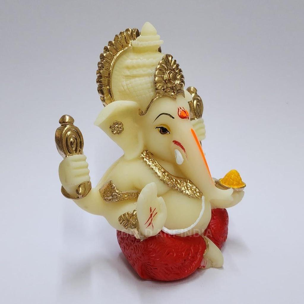 Hand Ganesha with Mukut for Home Decor Idol Ganesha Murti Ganpati Idol for car Dashboard Puja Lord Ganesh Statue