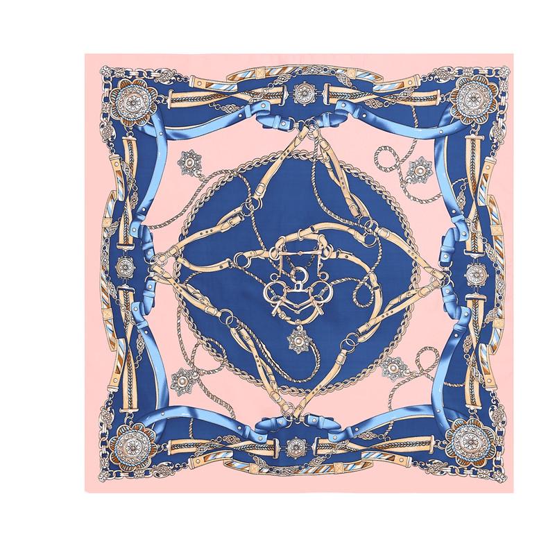 POBING 100% Silk Square Scarf Women Femme Foulard NeckerChief High Quality Silk Floral Scarves Shawl Hijab Office Bandana70*70cm