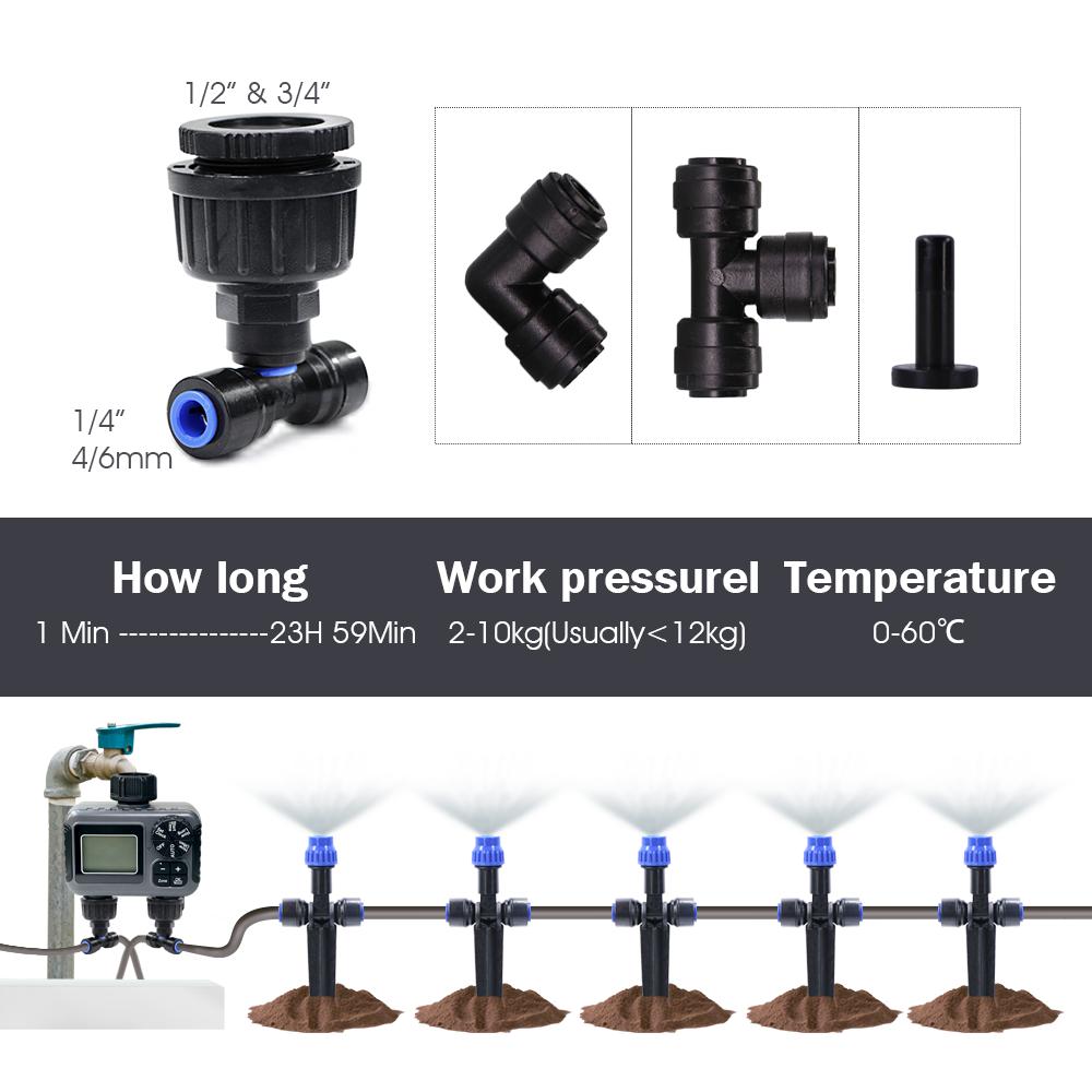 Gardening Independent Dual Zone LCD Display Watering Timer Irrigation Kit Garden Foldable Adjustable Ground Plug Atomized Spray