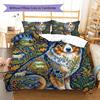 Floral Art Animals Pattern Bedding,Quilt Set Quilt Cover Pillowcase Home Birthday Gift (1 * Duvet Cover + 2 * Pillowcase, Without Core)