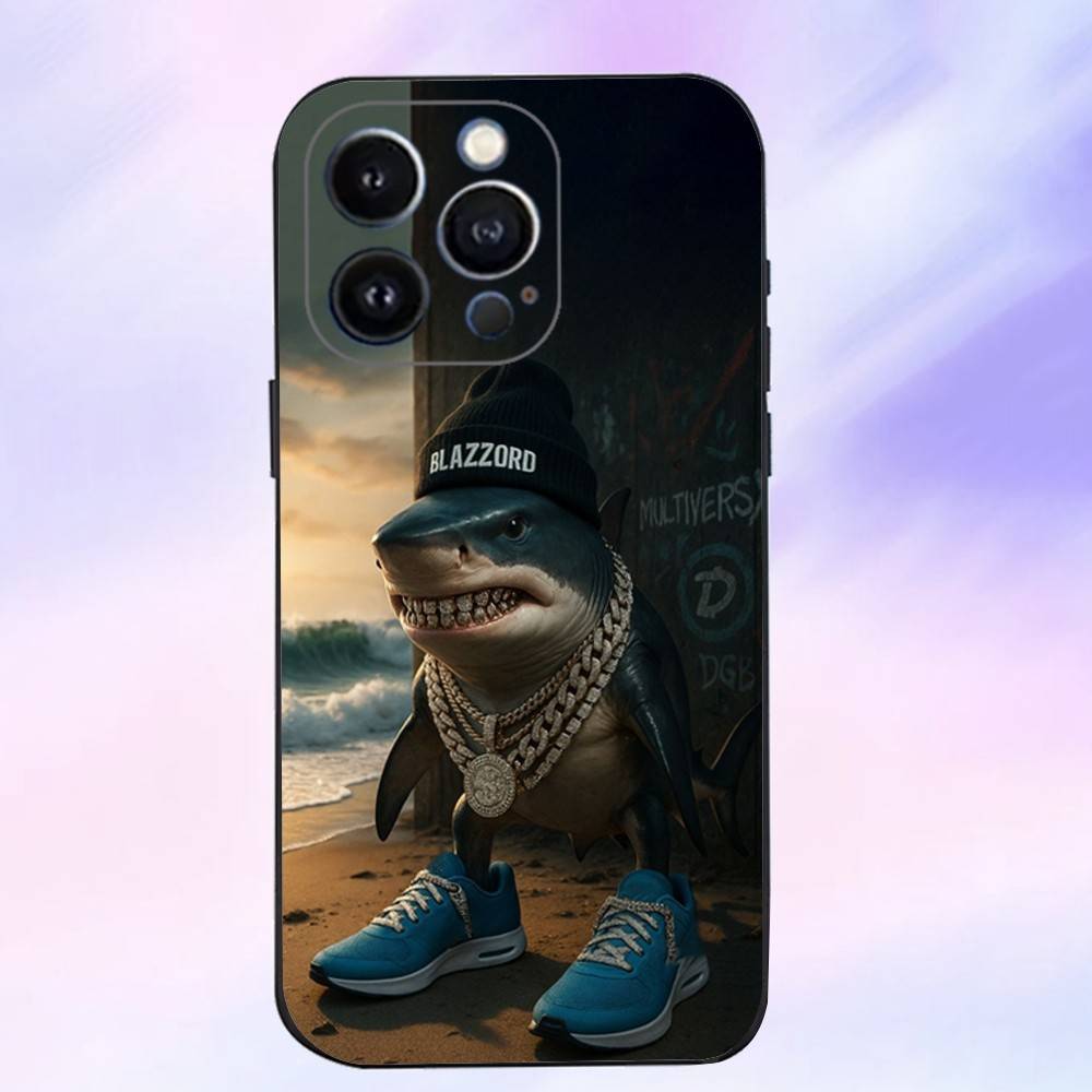 B-Brainrot Tralalero Phone Case For iPhone 16,15,14,13,12,11 Plus,Pro Max,XS,X,XR,SE,Mini,8,7,Soft Silicone Black Cover