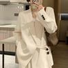 Feminine Casual Women's Petite Blazer Suit: Goddess Aura Two-Piece Set for Spring and Autumn