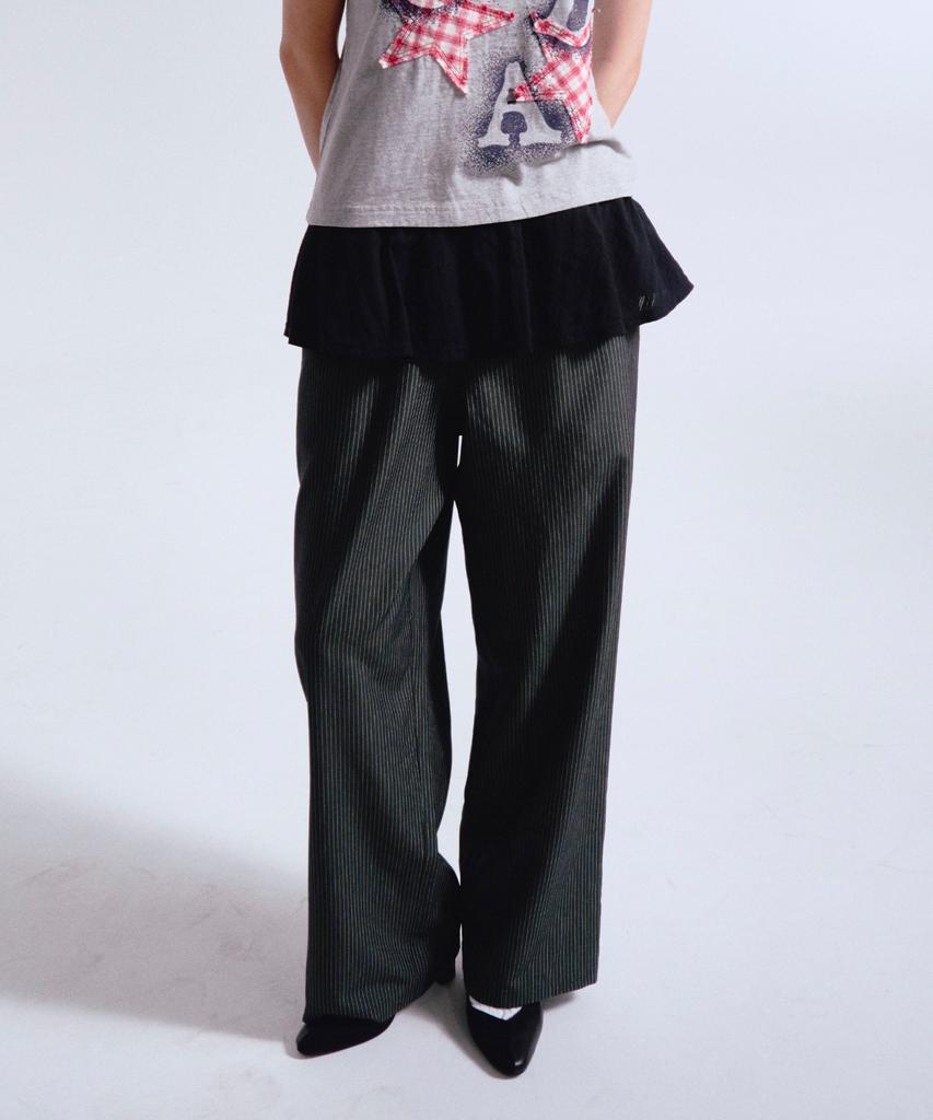 PRENDA Prenda Stripe Skirt Wide Pants Charcoal