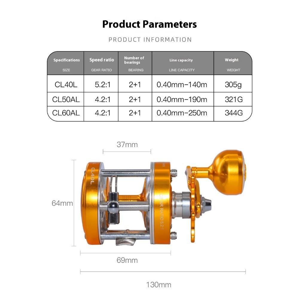 Single Rocker Drum Reel 40L50L60L Double Brake System 2+1BB Jumping Ship Sea Fish Fishing Die-casting Reel Catching Salt Water
