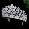 New Bride's Crown Silver AB Ribbon Headband Large Crown Crystal Water Diamond Exquisite and Luxurious Bride Accessories